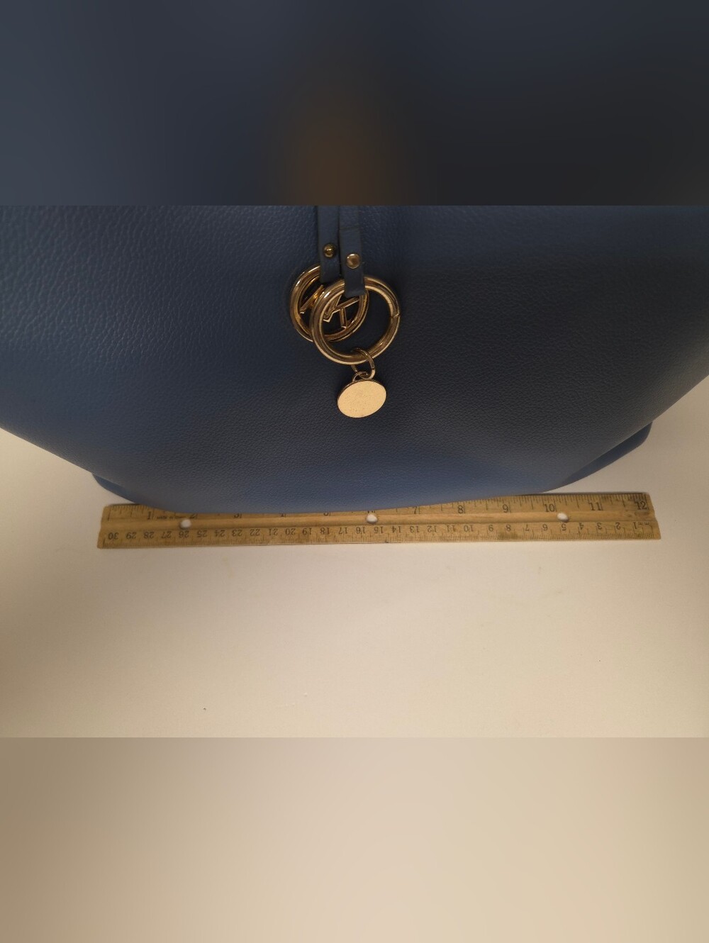 Anne Klein Blue Tote with Gold Logo Charms #162 - Picture 6 of 14
